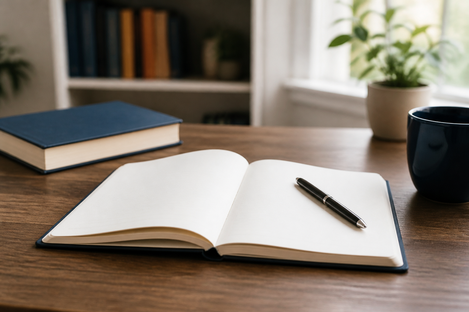 Open journal ready for a new book idea
