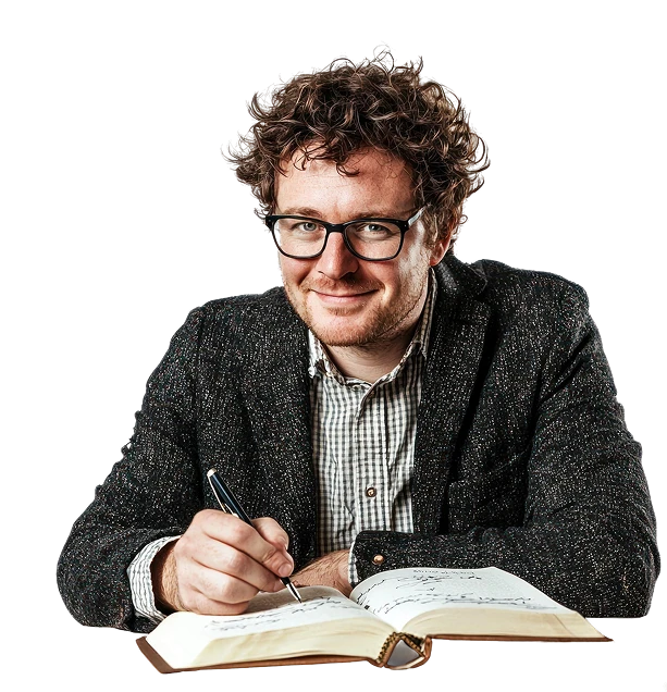 Author writing a book